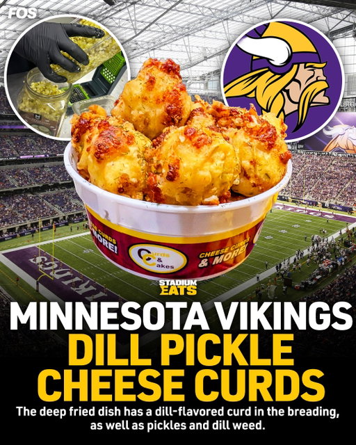 The Minnesota Vikings and U.S. Bank Stadium has debuted deep fried dill pickle cheese curds made by local institution Curds & Cakes. Though Curds & Cakes has 3 locations inside the stadium, the dill pickle curds will only be available at their location near Section 114. 

The deep fried dish has a dill-flavored curd in the breading, as well as pickles and dill weed. 

(📹 via @cameronguzzo)

Stadium Eats is Presented by @pepsi