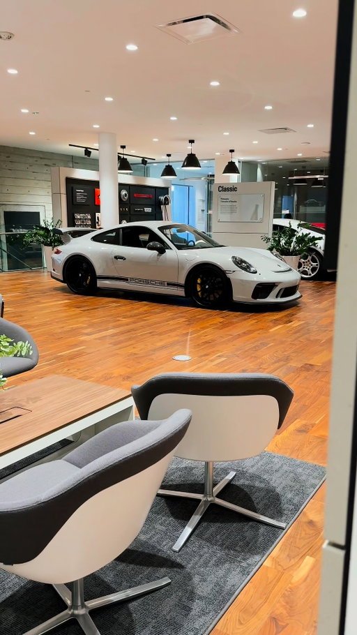 The GT3 looks calm in the showroom but you can tell it’s plotting its escape — this thing was born for loud weekends, not quiet floors.

#PorscheSanFrancisco #Porsche #GT3