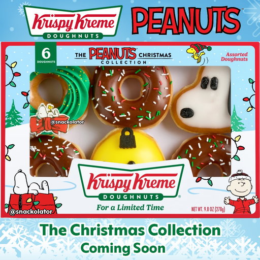 It's a Krispy Kreme Christmas, Charlie Brown! Check out the ADORABLE Peanuts Christmas doughnuts headed our way soon!

This collection will likely drop the week after Thanksgiving but I'll update once I have more information *and* pictures of the FULL lineup.

It looks like so far we've got a Snoopy filled doughnut, an ornament style doughnut with the Charlie Brown colors and zig zag, and a wreath doughnut with a Snoopy candy piece. My guess is that there will be another Peanuts one that did not make the grocery store assortment seen here.

The packaging alone is worth it and this is the perfect Christmas collab.

Are you excited for the Peanuts Christmas doughnuts at Krispy Kreme?