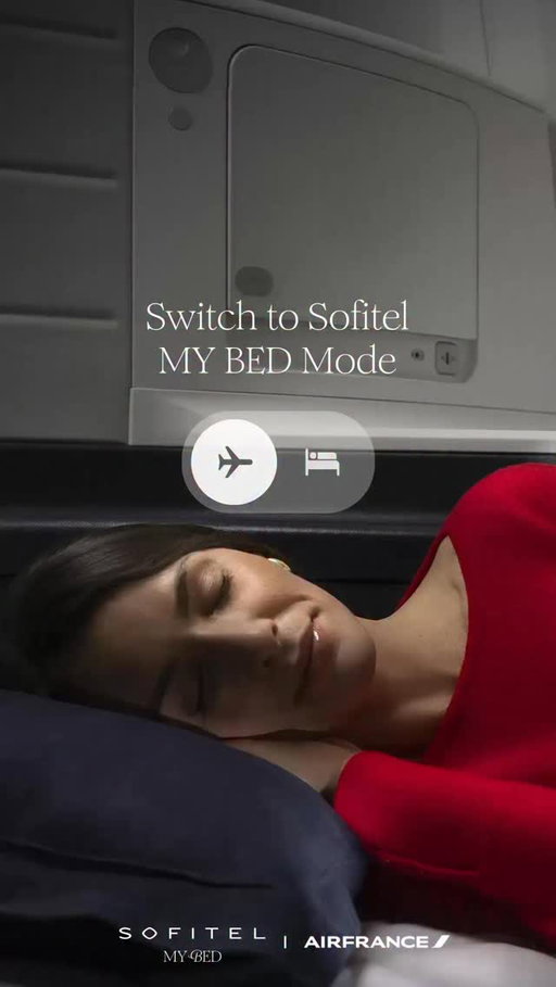 Say no to jet lag and switch to MY BED Mode. Superior sleep is calling, Are you ready to swipe right? 📱🌙​ ​ A new Sofitel MY BED mattress pad, now available in Air France Business Class for long haul flights.​
​
#Sofitel #AirFrance #SofitelMYBED #SofitelxAirFrance