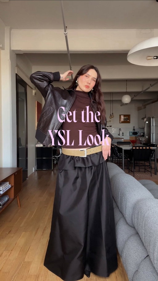 How to get the YSL FW25 look (with what I already have in my closet) in the most orchestral way possible. There are particular kinds of outfits that come together in this sort of way. 

As soon as I saw these closing looks from the YSL runway with the voluminous gown skirts, I instantly kept them at the back of my mind and knew that I had to find a way to eventually create my own version. 

This oversized dress with black shoulder straps was in my sell pile, until I realized its potential because of its elasticized top portion which made it so easy to wear as a skirt. I sliced off the straps and the connecting material, and what I had left was a gorgeous maxi skirt. I felt like a Goth Cinderella going to the ball. 

@majeparis brown turtleneck sweater
Old black BITE dress 
@apparis belt Old @bananarepublic leather bomber jacket  @lauragraynyc earrings 
@atpatelier pumps 

I’m very proud of this one. Didn’t think I could get a way with a voluminous ball skirt in the daytime, but apparently I can.