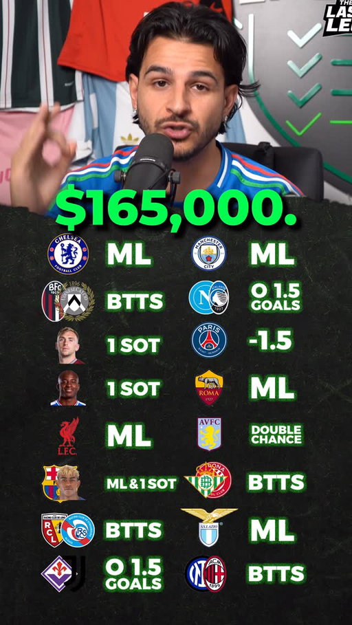 THE $165,000 PARLAY! 💰🤯 16 Legs, 1655X Multiplier, LETS GO TO THE MOON🚀🚀

#parlay #soccer #footy