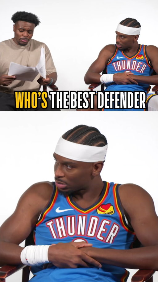 "Who's the best defender on the @okcthunder? 🤔👀 Sporting one of the best units in the league, @shai breaks down the defensive prowess of his teammates! 🔒
