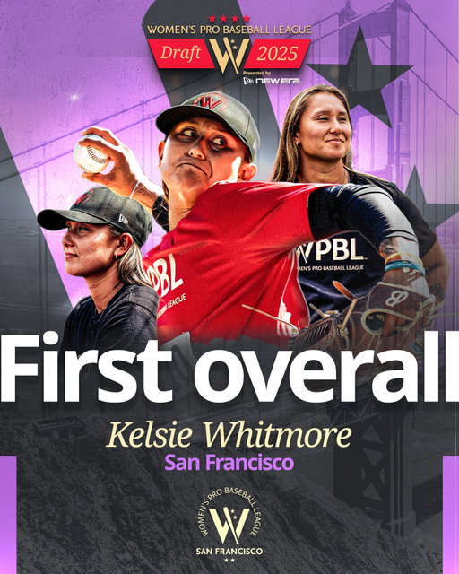 With the first overall pick in the Women's Pro Baseball League draft, San Francisco selects Kelsie Whitmore.