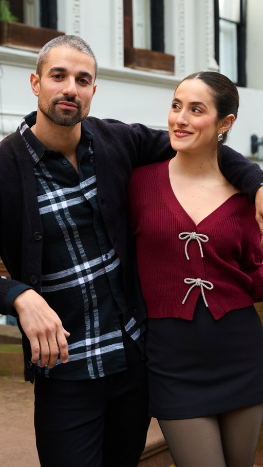3 Couples Holiday Looks from @express to be the best dressed at any
function. From velvet jackets, to shiny bows, you have every reason to be the best dressed at the party. #ExpressPartner #DressToExpress