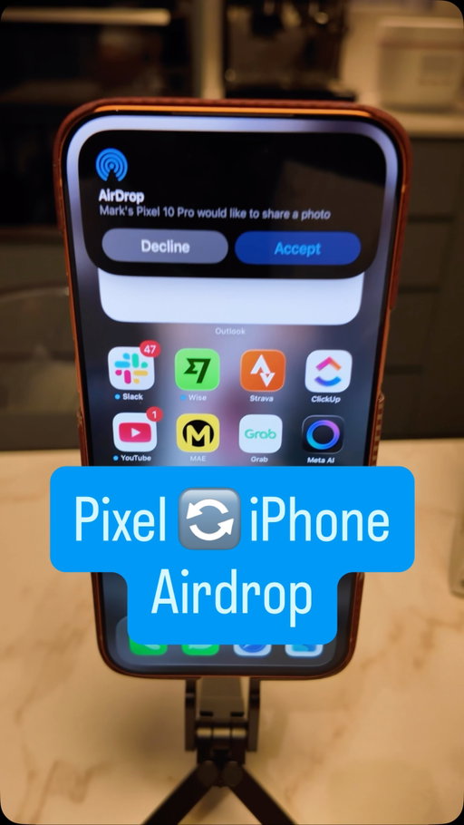 mind blown! 🤯 Airdrop between Pixel and iPhone is officially a thing. Did not expect this and I think a lot of people were surprised. Sharing photos with friends just got a whole lot easier.