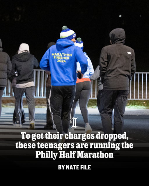 A group of teenagers will take the final steps toward getting their criminal records expunged by running the 13.1 miles of the Philadelphia Half Marathon this Saturday.⁠
⁠
They’re students of MileUp, a juvenile diversion program that gives young people who are charged with certain offenses, such as auto theft and vandalism, the chance to clear their records.⁠
⁠
Mentors help them practice accountability and responsibility while developing distance running. For the fall cohort, the Philly Half follows their completion of a 5K and the All-City 10 Miler.⁠
⁠
Data from the District Attorney’s Office show the program is keeping teens out of the criminal justice system. Participants say they’re grateful for the opportunity to start fresh as they approach adulthood: “Everyone deserves a second chance,” one 16-year-old told The Inquirer.⁠
⁠
📝 by Nate File / Staff⁠
📸 by Jose F. Moreno / Staff