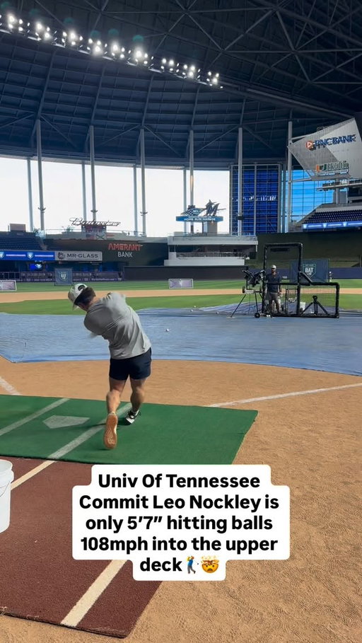 FOR ANY OF THE YOUNG HITTERS OUT THERE THAT GET LABELED “UNDERSIZED”☝🏽 Here’s a few swings from 27 grad Univ Of Tennessee Commit, Area Code Athlete, East Coast Pro Selection, Team USA NTDP player🇺🇸, and MY GUYY🤩 @leonockley (aka “DASH”🏃💨). Leo is a 5’7”/165lbs MI/Utility that runs a 6.5/60yd dash (thats pro centerfielder speed) with a top batted ball exit velocity of 109mph😧 He was hitting baseballs 440ft here at the @getgamechanger Bat Lab Test Series at Loan Depot Park in Miami🏖️ Ive coached and been around a lot of physically gifted players over the last 15 years and I honestly can’t remember anyone off hand that was his size that produced the type of metrics he does consistently🤷🏻‍♂️ Leo attends Wyoming Seminary College Prep in Kingston, Pa. Some little known facts about him: His favorite MLB player of all time is Derek Jeter🗽 His favorite artists are Morgan Wallen and Drake🎤 His favorite movie is Grown Ups and his go-to post game meal is a delicious chic fil a chicken sandwich with grilled nuggets, waffle fries, and sweet tea🐔 🍟🥤😋 AYOOooo… DASH… I LIKE IT WHEN YOU HIT THOSE PULLSIDE JIMMYS BRUH… I HOPE YOU HAVE A HEALTHY PRODUCTIVE OFFSEASON AND AS ALWAYS… STAY CRISPY OUT HERE PLAYBOY🏌️‍♂️⚾️📈✌🏽 #baseball #gamechanger #myguy