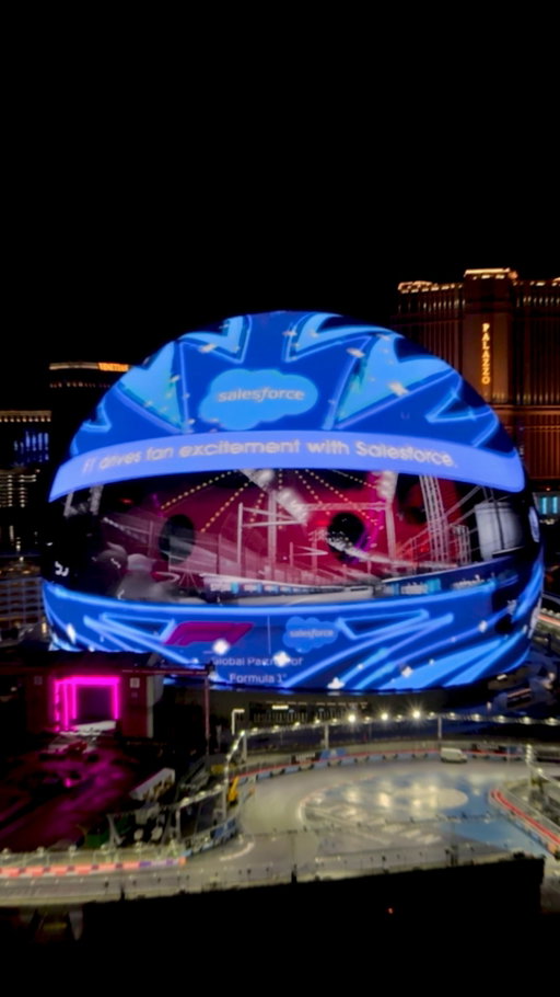 A new driver overtakes the leader (and takes over the Sphere).

@F1 and Salesforce are powering fan excitement at new heights (366ft to be exact) as we kick off the #LasVegasGP.