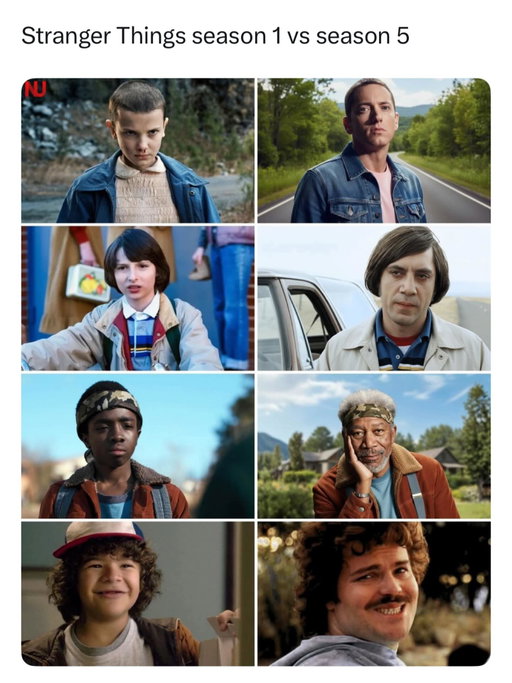 @Memezar posts the best memes on instagram daily 🤣 

Stranger Things follows a group of kids in a small 1980s town who discover a secret government experiment and a dangerous alternate dimension called the Upside Down after their friend mysteriously disappears. As they search for him, they meet Eleven, a girl with psychic abilities who becomes the key to uncovering the truth.

The show blends supernatural horror, mystery, and nostalgia as the town faces growing threats from creatures and forces leaking in from the other world. Across each season, the characters fight to protect one another while dealing with friendship, family, and the strange darkness surrounding their town.

#memezar #movies