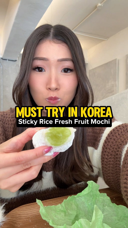 must try snack in korea!! Sticky rice fresh fruit mochi is SOOO good and slightly different than the Japanese kinds I’ve tried! This spot is located in Seongsu (a super popular area you’re likely to visit anyways!) but they have a few other locations around Seoul, too. 

📍Hanjungsun (Seongsu) 

My top recommendation is to try the shine muscat grape and strawberry flavors!! 

#mochi #seongsu #koreanstreetfood #seoulkorea #koreatravel