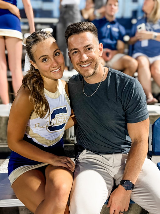 Love watching her cheer 🥰 Today is the championship game and final opportunity to watch her cheer this year. 

When I tell people I have two teenage daughters they give me that “I’m sorry!” Or “Good luck with that!” look. 👀 It’s sad but common. 

I always take this opportunity to tell them that being a girl dad of teenagers is actually the opposite of what they think. It’s the most fun I’ve had in parenting, they are the coolest kids, and I’m not wishing any of it to fly by any faster than it is. 

Parenting is hard, yes, but it’s also what you make it. Love your kids well, re-learn them in each season, and trust God to lead you (and them) in the process!