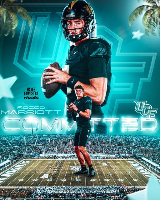BREAKING: Four-Star QB Rocco Marriott has Flipped his Commitment from JMU to UCF, he tells me for rivals  The 6’4 220 QB from Platte City, MO had been Committed to the Dukes since May  “AGTG. Orlando let’s work!!”