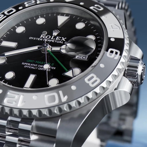 Oystersteel versions of the @Rolex Oyster Perpetual GMT-Master II. Both feature a 24-hour graduated two-colour Cerachrom bezel insert in grey and black ceramic whose graduation is clearly visible thanks to its platinum coating, applied via PVD (Physical Vapour Deposition). The first watch is fitted with an Oyster bracelet, while the second sports a Jubilee bracelet. The black lacquer dial bears the inscription ‘GMT-Master II’ in green, echoing the colour of the triangle-tipped 24-hour hand – an element that features strongly in the model’s design. The GMT-Master II is driven by calibre 3285, a movement at the forefront of watchmaking technology, enabling it to display the date and an additional time zone in 24-hour format, as well as the hours, minutes and seconds. #Rolex #GMTMasterII #OfficialRolexRetailer