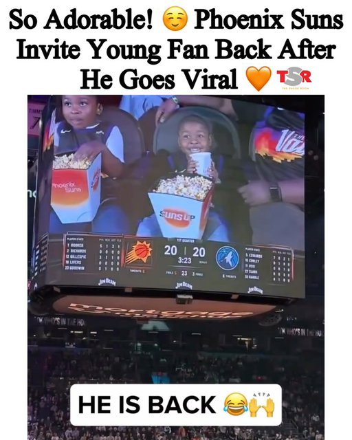#PressPlay: #CutenessOverload — 😂 His lil’ wink! 🥹 After Sterling, “The Popcorn Kid,” went viral on the jumbotron, the Phoenix Suns invited him back and gave him the ultimate experience! 🔥 (📸: @suns) ✍🏾: #TSRStaffLG
