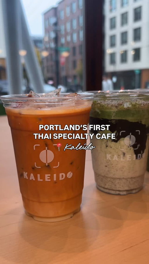 You need to add Portland’s first Thai specialty coffee shop to your must-visit list 🇹🇭☕️💗

Kaleido, located in NW Portland’s Slabtown, serves Thai-inspired coffee and matcha drinks that are as unique as they are delicious. They opened about 7 months ago and are owned by the sweetest duo, Kayla and PJ — who I had the pleasure of meeting during my visit! ☺️ Their goal is to transport customers to Thailand’s vibrant cafe scene through creative drinks and a cozy, welcoming atmosphere. 🫶

I’ve been to Kaleido a few times now, and it’s become one of my favorite spots to study or grab a drink. They have big tables, plenty of outlets, and they’re right next to New Seasons!

This visit, I tried a mix of current favorites and new menu items:
♡ Signature Dirty Latte — espresso poured over cold milk
♡ Thai-Style Banana Cake
♡ Hot Taro Latte — made with fresh taro paste
♡ Clear Matcha — a trending drink in Thailand made with mineral water + matcha
♡ Thai Tea
♡ Black Sesame Matcha Latte

My favorites were the signature dirty latte, Thai-style banana cake, and black sesame matcha latte! The latte was bold and flavorful (their arabica beans are roasted in Thailand!), the banana cake was perfectly moist and not too sweet, and the black sesame matcha had an incredible balance of flavor.

If you’re looking for a new coffee shop to try or a cute WFH spot in Portland, I highly recommend checking out Kaleido 💖 Amazing drinks + the loveliest owners.

Thank you so much to Kaleido for having me! #hosted 💌

🏷️ #portlandoregon #portlandfoodie #pdxfoodie #portlandcafe #portlandcoffee #pdxeats #portlandeats #thaicoffee #thaicoffeeshop portland foodie • portland eats • portland study cafe • thai coffee shop • pdx foodie
