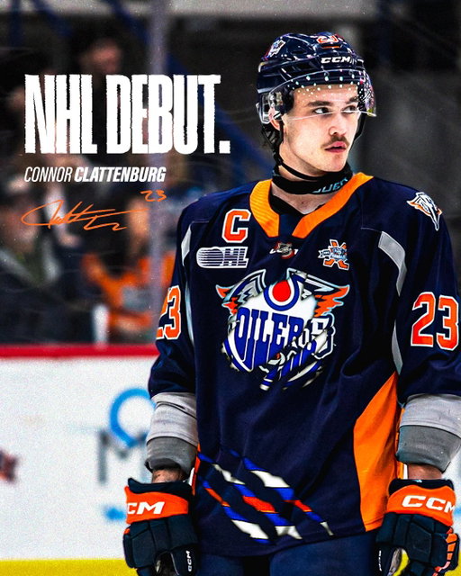 The hits just got bigger. The stage just got louder. Connor Clattenburg makes his NHL debut with the Edmonton Oilers tonight!

Flint’s own wrecking ball is joining the show.
Congratulations @clatty.23 🔥🧡🔵

#nhl #debut #flattenburg #orangeandblue