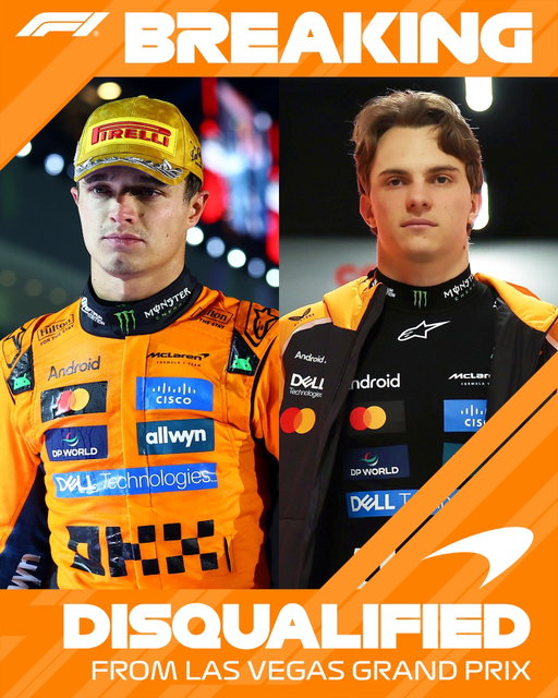 BREAKING: Both McLaren cars of Lando Norris and Oscar Piastri have been disqualified from the #LasVegasGP

This is because the thickness of the rearmost skid of both cars was less than the required thickness

#F1 #Formula1