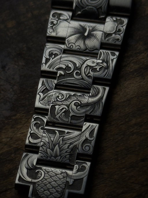 Darkening of the bracelet. It usually takes few attempts to get desired darkness and make it even throughout the bracelet but becouse it isnt paint, it is not only subtler in colour but much more resistant to wear.
.
.
.
#watches #watchmaking #handengraving #engravedwatch #engravedrolex #watch #watchesandbooks #watchesofinstagram #watchfam #wristwatchcheck #wristwatchlovers #rolex #luxurywatch #watchmaking #indiewatch #indiewatches