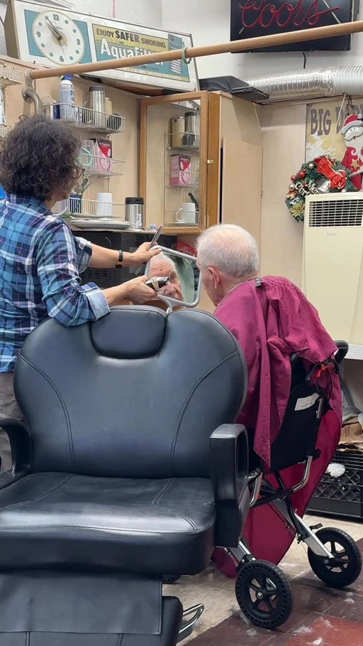 I took Frank, my 91 year-old client who’s a veteran to get his haircut. We had a slow start this morning, but in the end, we figured that the message was all about slowing down and enjoying the moment. I’m happy to be able to capture these moments through my Ray-Ban Meta lens. I would like to work with @raybanmeta please guys help me make that happen🙏🏾😊🤞🏾