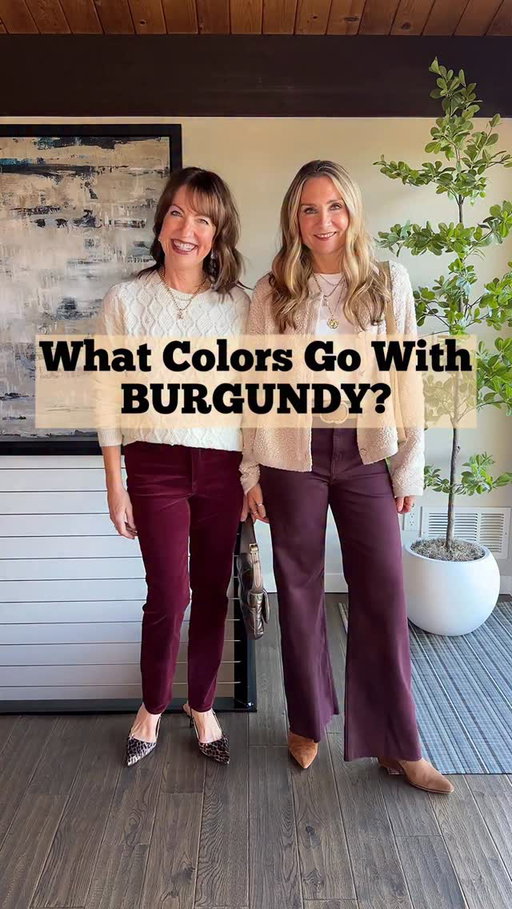 Comment SHOP for links!🔗 Must be following our account to receive this message!⚠️ Next in our series of what to wear with trending colors, we’re styling burgundy pants!

Burgundy is such a pretty color, and it’s especially fun to style for the holiday season! We added a bit of bling to elevate our outfits and make them festive!✨ We love expected combos like beige and denim with burgundy, but we tried to push ourselves by adding pink, orange, and even more burgundy for a monochromatic look! What is your favorite color combo? 

We rotated through three pairs of burgundy pants that we love! We’re wearing a straight leg pair of corduroy pants from @kutfromthekloth, a high waisted wide leg jean from @pistoladenim and a longer, wider straight leg pair from @mango. All 10 out of 10!!👍🏻 We’re both 5’6” and wear size small in tops and 2/4 in jeans. 
HOW TO SHOP:
1️⃣Comment SHOP and we’ll send links to everything to your DM: pants, our cute tops, plus shoes and accessories! 
2️⃣Click link in bio to shop on our LTK: https://liketk.it/5Ain9
3️⃣Watch our stories for links

#casualchic #winterstyle #winteroutfit #falloutfits #falloutfitideas #falltrends #holidaystyle #burgundy #howtostyle #seattleblogger #styleover40 #styletips #fashionover40 #over50style #styleideas #outfitidea #stylingtips #fashionover50 #fashionideas #casuallook #everydaystyle 

Burgundy pants, Kut From the Kloth, corduroy pants, Pistola, wide leg jeans, Mango, straight leg jeans, beige sweater, leopard sweater, burgundy top, pink sweater, denim shirt, holiday outfit, winter sweater, polka dot, embellished top, sequin top