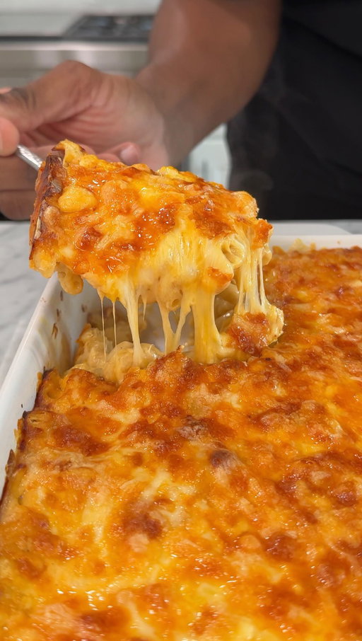 Mac and cheese 
Recipe:
Macaroni: 
1 pound macaroni 
-Season water with salt and boil macaroni just until Al dente. Drain water and set aside.

Cheese:
8 ounces colby Jack cheese, shredded 
8 ounces Gouda cheese, shredded 
8 ounces  sharp cheddar cheese, shredded 
8 ounces medium cheddar cheese, shredded 
3 tablespoons cream cheese
-Combine all cheeses together, except cream cheese, and reserve 2 1/2 cups for topping.

Seasonings:
1 teaspoons smoked paprika 
1/2 teaspoon dry mustard 
1/2 teaspoon onion powder 
1/2 teaspoon salt, add more to taste 
1/2 teaspoon black pepper
-Combine all seasonings to a small bowl and mix together. 

Roux:
5 tablespoons butter 
1 shallot ,chopped 
3 garlic cloves, minced
3 tablespoons flour 
3 1/2 cups whole milk 
1 cup heavy cream

-In a large pot over medium heat, add butter. Once melted, add shallot and garlic. Sauté for about 1-2 minutes. Add half the seasonings and mix for an additional 15-30 seconds. 
-Turn heat down to medium low and add flour, whisking to combine. Slowly add milk and heavy cream while whisking. Whisk until there are no clumps and sauce has thickened, about 10-15 minutes. 
-Turn heat down to low and add in cream cheese, whisk until smooth. Add remaining seasonings and mix. Add grated cheese in batches, reserving 2 cups for the top. Taste and adjust with salt and pepper. 
-Add macaroni to a large bowl. Pour the cheese sauce over the macaroni and mix until fully coated. Pour into a baking pan and top with remaining shredded cheese. 
-Bake at 375°F until it starts to bubble, about 10-15 minutes. Then broil until cheese is slightly browned and bubbly. Enjoy!
#food #thanksgiving #easyrecipe #macandcheese