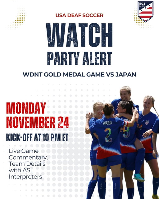 We’re excited to share that we’re putting together a virtual watch party for Monday night’s Women’s Deaf National Team Gold Medal Game vs Japan! 🇺🇸🥇

We’ll have:
✨ ASL interpretation for the entire watch party
✨ Fun, light commentary
✨ Special guests — including women’s alumni player Felicia Waldeck
✨ A chance to chat, hang out, and cheer on Team USA together

🔗 Link in bio to join the watch party
🕙 We’ll go live a little before 10 PM ET