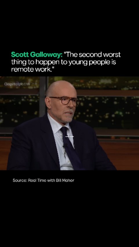 Scott Galloway says remote work is quietly reshaping an entire generation and not in a good way.

To him, the office isn’t just a workplace.
It’s a built-in ecosystem for career growth, social skills, network building, and real human connection.

He points out that “one in three relationships begin at work,” and without that environment, young people lose the structure, mentorship, and social scaffolding that fuel professional development.

Galloway also argues that the rise of the anti-alcohol movement has removed another traditional space for bonding, a place where young adults once built confidence, relationships, and community.

Put together, these shifts are shaping a generation with weaker networks, fewer deep connections, and reduced emotional resilience,  all at a time when strong relationships matter more than ever in both life and business.

what is your thoughts? Comment bellow 👇

👉 Follow us (@Capitalpaths) for everything related to entrepreneurs

👉Follow  @capitalpaths
👉 Follow @capitalpaths
👉 Follow @capitalpath

Media: Real Time with Bill MaherI YT
