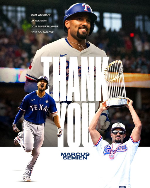 Thank you, Marcus, for your leadership within our organization, your contributions to our community over the past four years, and your help in bringing us our first World Series title.

Best of luck in New York.