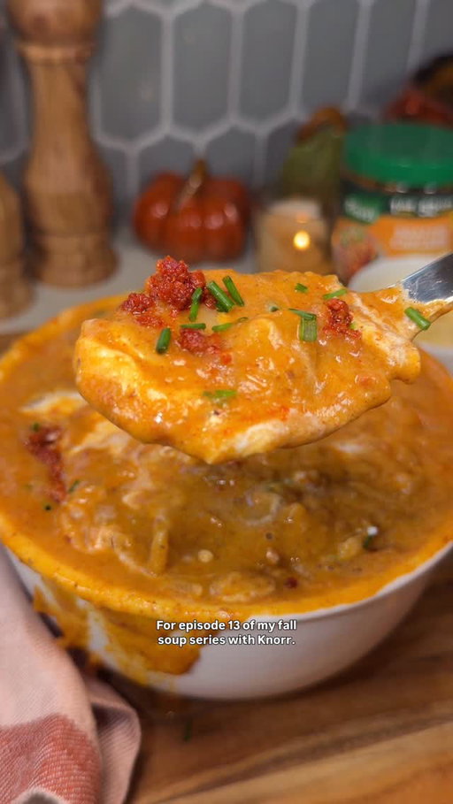 Loaded Baked Potato Soup with Chorizo and Smoked Gouda 🍂

My baked potato soup is always a favorite in this series, so I had to bring it back… but with a twist! #ad #KnorrPartner

This version is made with @knorr chicken flavor base, crumbled chorizo, and smoked gouda, and it’s every bit as cozy (...maybe even better). And honestly, it’s perfect for the holidays when you just want something warm, easy, and ridiculously comforting!

As always, ingredients below, full recipe in my bio! PLUS, from now until 11/26, you can get $2 cash-back when you buy Knorr Flavor Base at Walmart.

3 lb mini Yukon gold potatoes, cut into 1” pieces
1 lb Mexican chorizo (casing removed if in links)
2 tbsp unsalted butter
 1 medium yellow onion, diced
 6–8 cloves garlic, minced (to taste)
1 tsp smoked paprika
Pinch of cayenne pepper (optional)
2 tbsp all-purpose flour
4 cups water
2 tsp Knorr Chicken Flavor Base (or to taste)
2 cups milk
1 cup heavy cream
1½ cups freshly shredded smoked Gouda cheese
½–1 cup freshly shredded aged white cheddar cheese
2 tsp Dijon mustard
Salt and black pepper, to taste
1–2 tsp pickled jalapeño brine, to finish
Toppings: Crispy chorizo bits, extra shredded cheese, sour cream, sliced green onions, and a drizzle of chili oil or hot honey (optional)

#soup #potatosoup #bakedpotatosoup #chorizo #smokedgouda #fall #fallsoup #soupseason #souprecipes