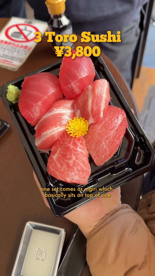 Trying the viral toro vendor in the popular Tsukiji Market in Tokyo 🇯🇵 

Would you spend ¥10,800/$70 for fatty tuna?! 🍣
