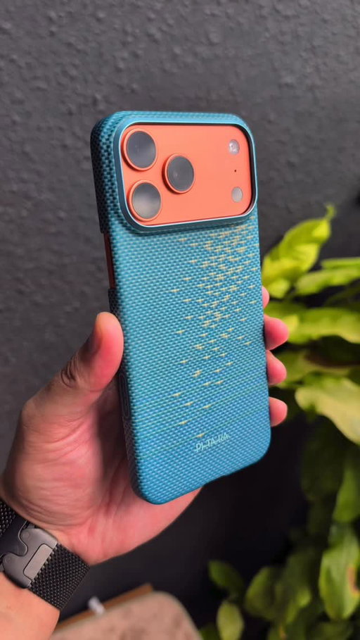 This case looks nice. Glints of Gold - Lucid Blue from @ipitaka.global Ultra Slim case line for iPhone 17 pro