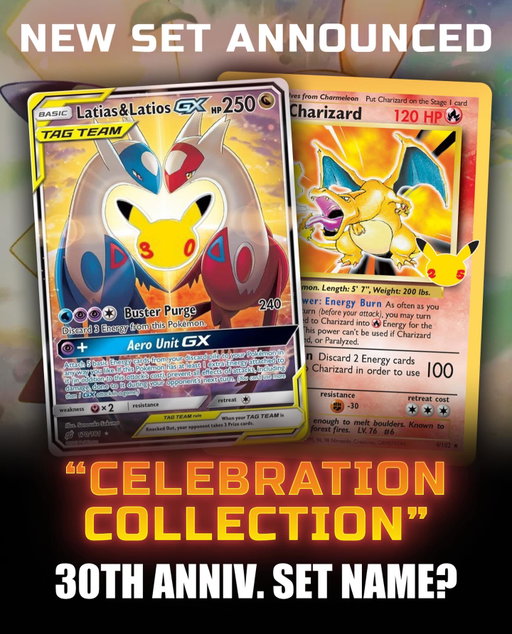 A new trademark “Celebration Collection” has been filed from Pokémon Japan! Will this be the name of the Japanese 30th anniversary set? In 2021, “Celebrations”featured nostalgic cards for the 25th anniversary. Will the 30th anniversary do the same? 

Let me know your thoughts of what you want the Pokemon TCG 30th anniv set to be focused on!

People are already throwing the 30th anniversary on cards like the Latios/Latias Alternate Art as mockups 😂

Follow for more of the latest Pokémon news/content! 

#pokemon #pokemoncommunity #pokemoncards  #pokemontcg #pokemontcgcommunity