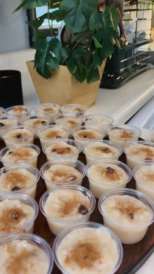 Arroz Con Dulce Recipe 🥥🇵🇷

* 2c Medium grain rice 
* 4c water 
* 2Tbsp Butter
* Dash Salt
* 1/4c Raisins
* 1/2c Dark Brown Sugar
* 1/2c White Sugar
* Cinnamon for garnish 
Tea:
* 2c Water
* 2 Inch Ginger
* 4 Cinnamon sticks
* 10 Cloves 
* 10 Allspice 
* 3 Star Anise
* 1/4Tsp Nutmeg
Milk:
* 1 Can Coconut Evaporated Milk or Regular
* 1 Can Coconut Milk
* 1 Can Cream of Coconut
* 1 Can Coconut Condense Milk or Regular
* 1Tsp Vanilla