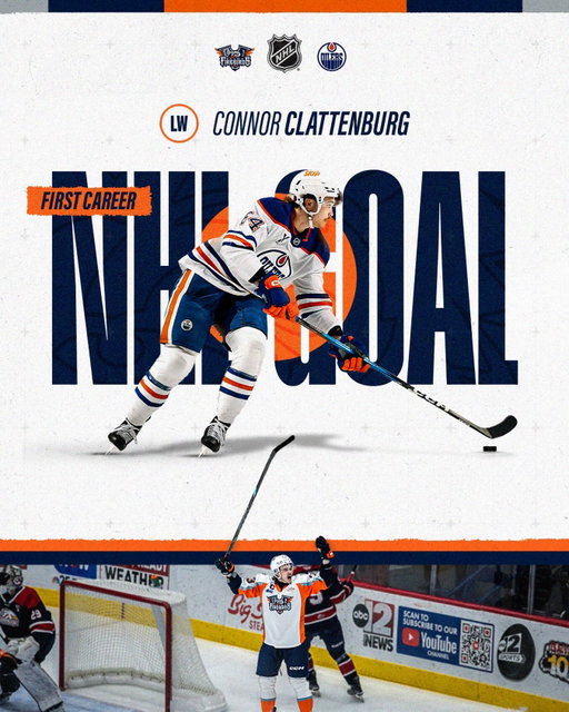🎉 Big night for former Firebirds captain Connor Clattenburg! He makes an immediate impact and finds the back of the net for his first NHL goal tonight with the Edmonton Oilers!