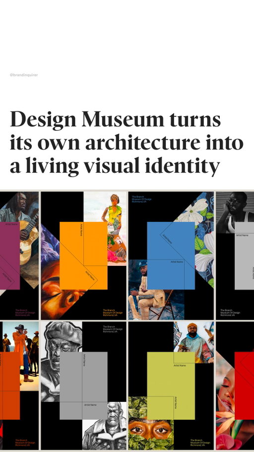 Museum worthy 😍

@branchmuseumofdesign has launched its first-ever visual identity system.

The new design system follows the museum’s name and direction shift from The Branch Museum of Architecture and Design to The Branch Museum of Design.

The visual identity, crafted by @mullenloweus, draws from the museum’s 1919 Tudor blueprints.

Its sculptural “B” logo, formed from three Tudor gables that evolve into literal “branches” throughout the system, becomes a physical expression of the museum’s mission to challenge ingrained viewpoints.

@evil_twin_musica extended the system through sound, mapping the roof’s original blueprint structure into the sonic branding featured in the film.

This repositioning establishes The Branch Museum as Virginia’s only design-dedicated institution — and one of roughly 20 in the U.S.

#Branding #LogoDesign #GraphicDesign #DesignInspiration #Branding #LogoInspo #BrandIdentity #typography #font #fontdesign #lettering #VisualIdentity #LogoLovers #audiodesign #museum #designmuseum