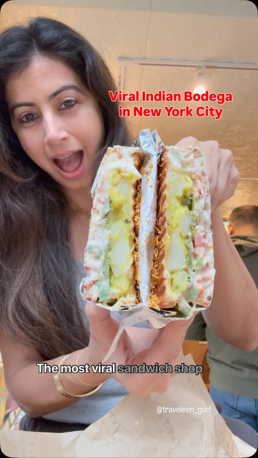 I’m blown away by the Indian style sandwiches at @fontysdeli_dukaan in the West Village 🥪

The line can be intimating but 10/10 it’s worth it and I would stand on it all day!!

🥙 Naanini- Panini chicken tikka is very popular 
🥪 I highly recommend the Bombay sandwich which comes with amul cheese
📍There is another location in Dumbo in case you are in Brooklyn

#traveleengurl #thingstodoinnyc #nycfood #fontys #indianbodega #bodega #viralsandwich #naanini #chickentikkasandwich #amul #amulcheese