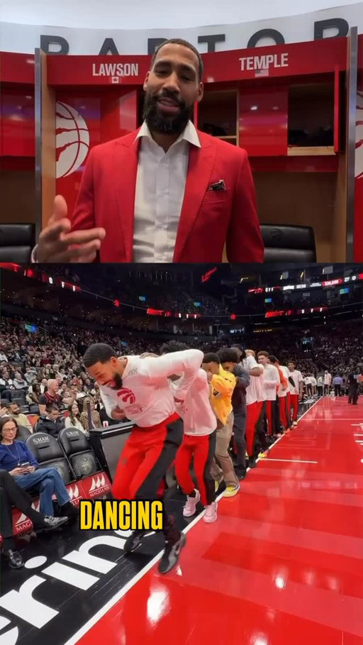 @gtemp17 explains the origin of the @raptors pregame dance train! 🕺🏾