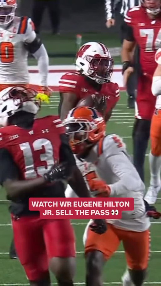 “You’ve got to commit to the bit!” 

The Wisconsin WR and son of former @nfl star @ty_hilton13 did just that.