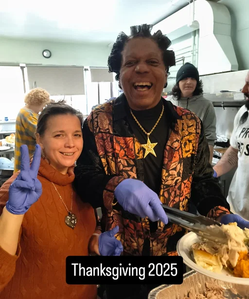 A COUPLE THAT SERVES TOGETHER: 
Tonnie and Fancy Ray are serving meals  on Thanksgiving 2025.