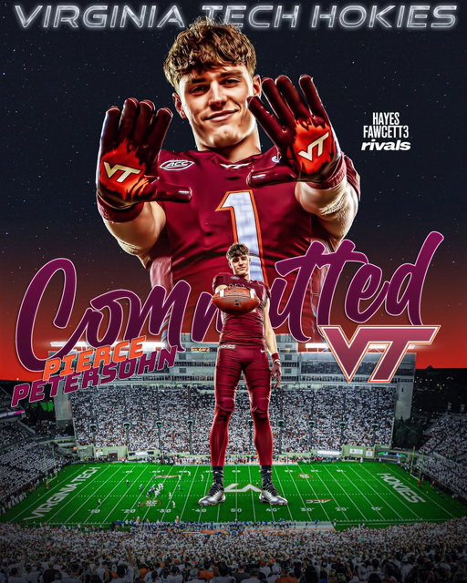 BREAKING: Four-Star TE Pierce Petersohn has Flipped his Commitment from Penn State to Virginia Tech, he tells me for @rivals.ig

The 6’5 205 TE had been Committed to the Nittany Lions since June

“Believe in the people that believe in you! In Coach Franklin we trust.”
