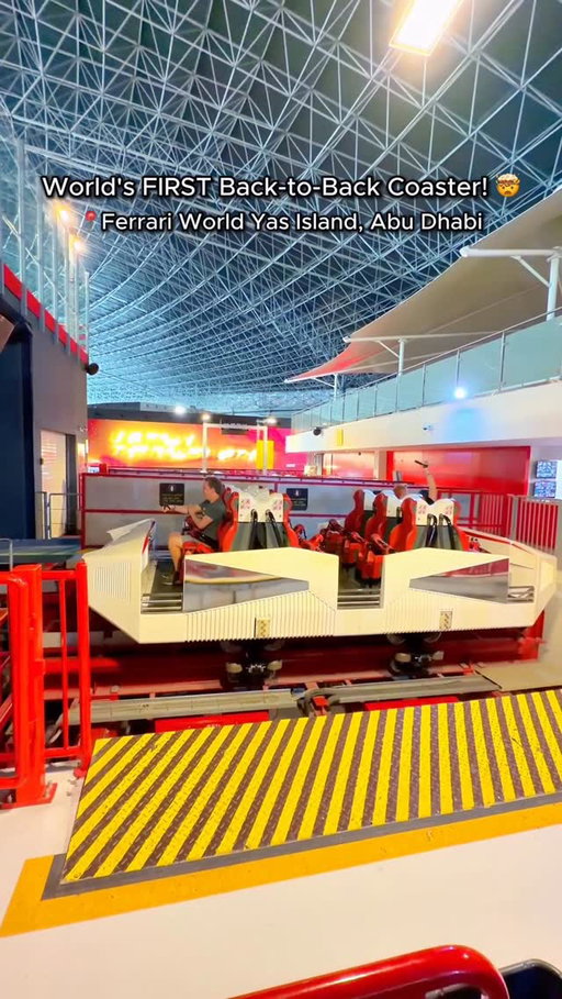 ‼️World’s FIRST Back-to-Back Coaster?! 😱 Turbo Track is fast and AWESOME! 🔥🎢

🎥: National Coasters®

Coaster Name: Turbo Track
•
Park Name: #FerrariWorldYasIsland
•
Fun Fact: The Twisted Vertical Spike on Turbo Track is the tallest structure in all of #YasIsland! It sits at 210 feet tall, or about 64 meters!
•
Opening Date: March 29, 2017
•
Closing Date: Still in operation 
•
Location: Abu Dhabi, #AbuDhabi, #UnitedArabEmirates
•
Manufacturer: Intamin Amusement Rides (Installed by RCS GmbH)
•
Type: Steel Extreme Sit-down Shuttle Reverse Freefall Coaster
•
World Records: None
•
Height: 210 ft (64.01 m)
•
Drop: N/A
•
Length: 590.6 ft (180.01 m)
•
Speed: 63.4 mph (102.03 km/h)
•
Time: 0:30 sec.
•
Steepest Angle: N/A
•
G-force: N/A
•
Condition: Operating
•
Source of Velocity: LSM Launch x LSM Boost
•
Airtime Points: 2
•
Inversions: 0
•
Cost: N/A Est. $10,000,000–$15,000,000
#rollercoaster