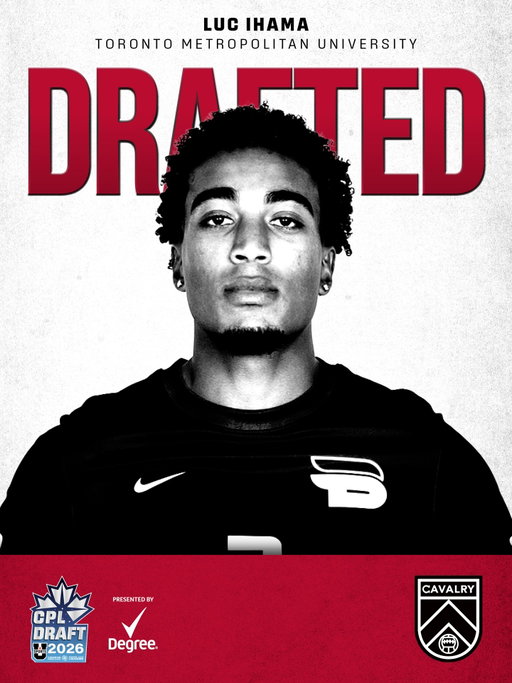 𝘿𝙍𝘼𝙁𝙏𝙀𝘿 🫡

We have selected Luc Ihama as the 14th overall pick in the second round of the CPL-U SPORTS draft, presented by @degree. 

Born in Barrie, Ont., Ihama enrolled at @torontomet in September 2025 and played as a defender for @tmuboldmsoc.

Ihama previously attended Centennial College, where he was named the 2024/25 Men’s Soccer MVP, and has played for @league1ontario side Simcoe County Rovers FC, where he won the league in 2023.

We are excited to have Luc join us for pre-season training ahead of the 2026 CPL regular season kicking off in April.

Welcome to the West, Luc! 

#CavsFC #RideWithUs