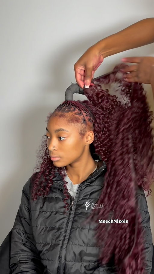 Heyyy My Girls! It’s that time again 😅 ! Here’s a $50 hairstyle because rent is due. My niece wanted a flip over quick weave , but she’s in high school basketball at the moment so we decided on a half up half down quick weave to keep her hair out her face. For this look , we used 3 packs of @shakengo_hair Organique Water Curl in the shade 530 & it was such a good match. The hair was found at my local beauty supply & it was $13.99 a pack & I used 3 packs. I hope yall had a great Thanksgiving & until next time! #fyp #quickweave #halfuphalfdownhairstyle #locs