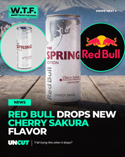 Red Bull is prepping a Cherry Sakura flavor for 2026 🌸⚡️⁠
⁠
Inspired by Japan’s cherry blossoms, the new Spring Edition will reportedly roll out in early March with both regular and sugar-free options 👀⁠
⁠
Y’all trying this when it drops⁉️🥤