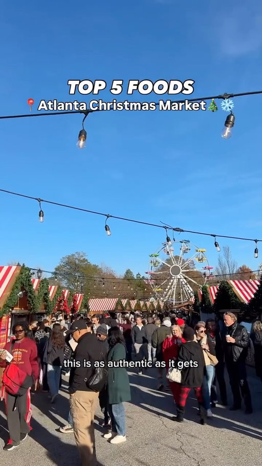 TOP 5 FOODS I ATE AT ATLANTA’S VIRAL CHRISTMAS MARKET ✨🎄

This market is packed with European vendors, so the food feels as authentic as it gets!

	1.	Raclette Sandwich 🧀
Melty, indulgent, a little funky smell but trust us, it hits the spot.
	2. Chimney Cake 🍦 
Warm, crispy, buttery, and nutty. A true Budapest classic.
	3.	Creamy Hot Chocolate ☕️
Velvety, rich, topped with giant marshmallows and homemade whipped cream.
	4.	Classic French Crêpe 🇫🇷
Super buttery and gooey. The cinnamon sugar was perfect.
	5.	German Bratwurst 🌭
Juicy sausage, warm kraut, mustard on top.. and you can choose your bun.

This free event is open until December 24th and this time it’s in Lawrenceville!
@atl_christkindl 

#atlanta #atlfood #atleats #atlfoodie #thingstodoinatlanta #lawrenceville