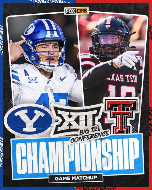 THE BIG 12 CHAMPIONSHIP GAME IS SET 🏆

We’ll get a rematch between BYU and Texas Tech 🍿👀