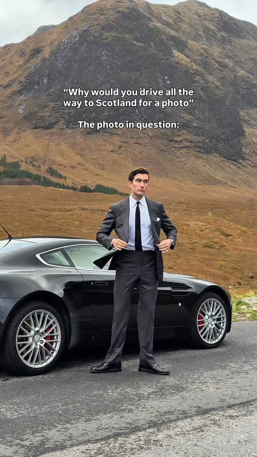 Renting the Aston Martin: £500
New @suitsupply Suit: £799
Videographer: £750
Hotel: £250
Re-creating the famous James Bond Skyfall photo: priceless 

#jamesbond #scotland #skyfall