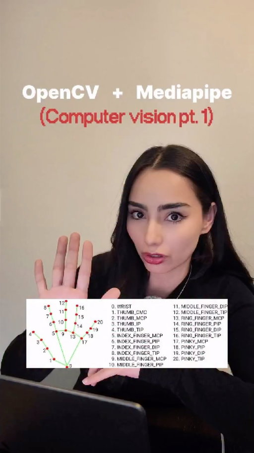 getting started with computer vision pt. 1: hand tracking 🤚 you may ask yourself what is this for? And why aren’t you just using AI to do this? Is Pikacodes dumb? Does she have a lot of free time? Listennnnn. I’ll start a series explaining how these things work and what practical applications they have. Yes, you can use AI but it’s also so much fun to learn the how and why as we build. No, it may seem I have a lot of free time but really I’m just bad at time management. Plus I love spending time on my puter. More questions???

As always let me know what you’re interested in seeing more/less of :)

Script is available here: github.com/alelthomas/hand-tracking 
.
#programming #womenintech #coder #ml