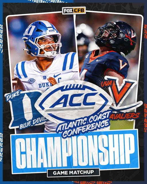 THE ACC CHAMPIONSHIP GAME IS SET 👀

Will Duke or Virginia lift the trophy?